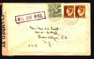 Curacao 1942 Censor Airmail Cover To Usa - Z14966