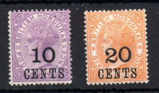 British Honduras 1888 10c On 4d 20c On 6d Sg28 Sg29 Mh Ws10307