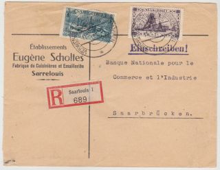 Germany Saar 1932 Reg.  Commerc.  Cover Saarlouis Mi 117/18