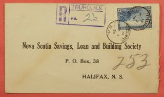 1939 Canada 13c 242 On Single Frank Registered Cover Truro Ns Cancel To Halifax