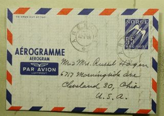 Dr Who 1954 Norway Arendal To Usa Aerogramme Stationery C127857