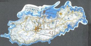 Alderney Map Ist Edition Min Sheet Issued 1.  2.  2017 - Mnh