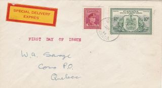 Canada 1946 Special Delivery Fdc Ottawa To Como Quebec 14c Rate