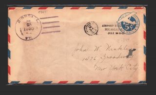 A2zed Us Event 25 Jul 1930 Uc1 5c Highgate Airport Dedication Stamped Air Mail