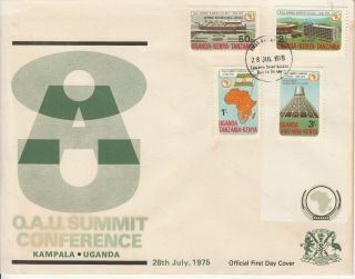 1975 Kenya Uganda Tanzania Oau Entebbe Airport First Day Cover