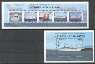 I311 Antigua & Barbuda Ships & Boats Sailing In And Around 1bl,  1kb Mnh Stamps