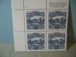 Plate Block Of Surrender At Saratoga $1.  00 Cent Stamps 1994 Scott 2590 Mnh,