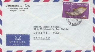 1960s Thailand 508 On Airmail Cover To England; Single Use,  Fish Topical D