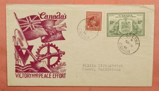 1946 Canada Fdc E11 Special Delivery Victory And Peace Effort Staehle Cachet