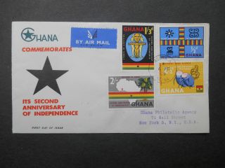Ghana 1959 Fdc Independence Sg 207 - 210 Kente Cloth,  Adinkra Symbols,  Drums,  Map