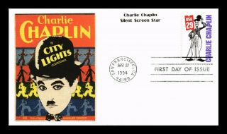 Dr Jim Stamps Us City Lights Charlie Chaplin Silent Screen Star First Day Cover