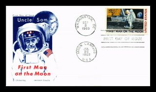 Dr Jim Stamps Us Uncle Sam Man On Moon Air Mail Jackson Fdc Cover Scott C76