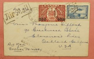1939 Canada Overprint Special Delivery Airmail Montreal To Usa