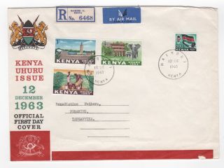 1963 Kenya Registered First Day Cover Nairobi To Peramiho Tanganyika Air Mail