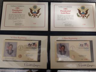 1981 Ronald Reagan Presidential Inauguration 14k Gold Piece & First Day Cover