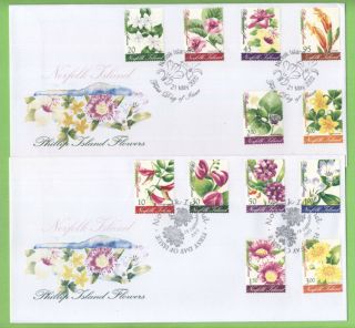 Norfolk Island 2002 Phillip Island Flowers On Two First Day Covers