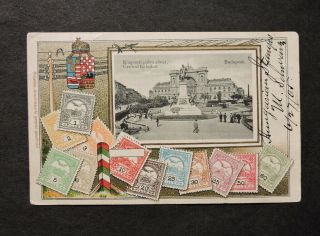 1905 Hungary Stamp Postcard,  10f Back To Us Buffalo Ny Flag Cancel,  Cds L@@k