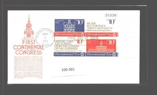 A2zed Us Fdc 1974 1543 - 46 Plate Block Anderson 1st Continental Congress Pa