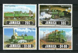 Jamaica 1985 Steam Locomotives Set Of All 4 Commemorative Stamps Sg 634 / 7 Mnh