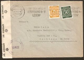 1063 Germany To Chile Censored Cover 1947 Hamburg