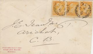 Canada : Montreal To Arichat,  C.  B.  Cover With 3 X Qv 1 Cent Stamps (1890)