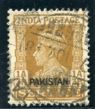 Pakistan 1947 Kgvi 1a3p Yellow - Brown Official Very Fine.  Sc O4a.  Cw O13a.