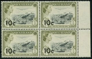 Swaziland Sg 73 1961 10c On 1s Block Of Four Unmounted Cat £168.  00
