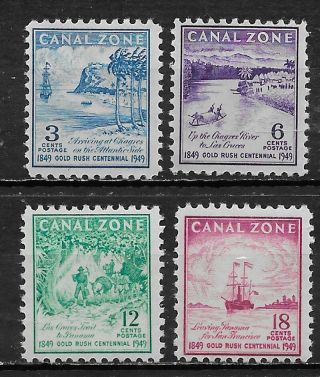 Canal Zone,  Us,  1949,  Gold Rush,  Set Of 4 Stamps,  Perf,  Mnh