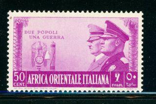 Italian East Africa Mh Selections: Scott 38 50c Hitler Mussolini (1941) Cv$4,