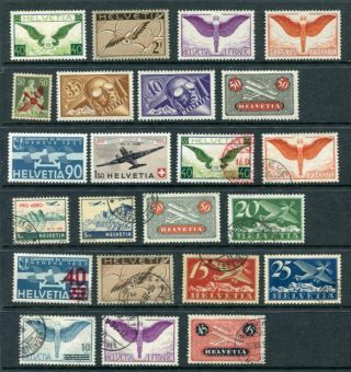 Switzerland Early Airmail M&u Lot 23 Stamps