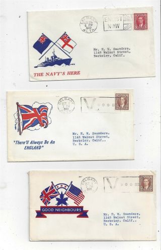 Canada 1941 - 1942 Patriotic Cover Lot,  Flags Theme