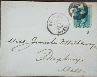 United States 1883 Cover With Boston Intaglio 21 Duplex Postmark To Duxbury