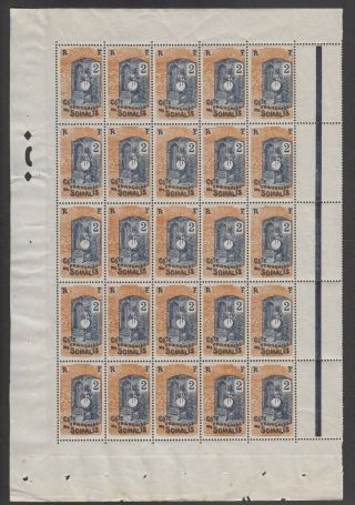 Fr.  Colonies French Somalia 2c Old Mnh Stamps In A Complete Third Of One Sheet.
