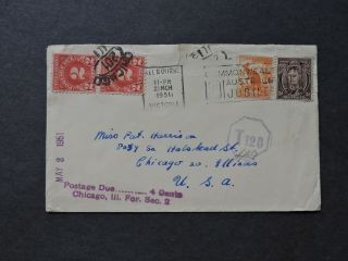 1951 Australia 3d,  1/2d,  Us 2c Postage Due Pair Jubilee Slogan,  2 Auxiliary