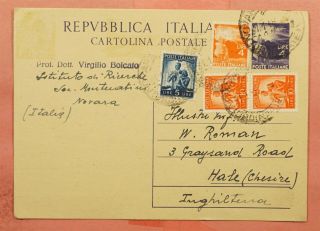1948 Italy Uprated Postal Card Novara To England