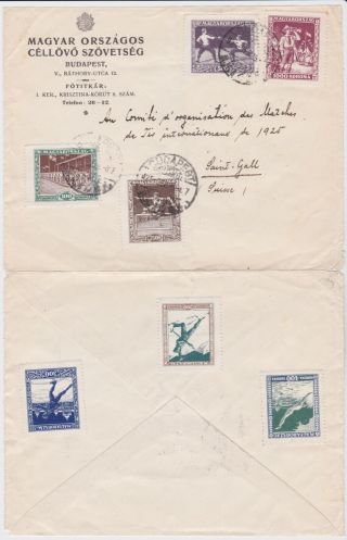 Stamps 1925 Hungary Sports Stamps On Envelope Budapest Postal History