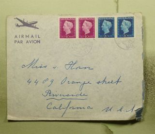 Dr Who 1948 Netherlands Santpoort Airmail To Usa Portrait Pair E54592