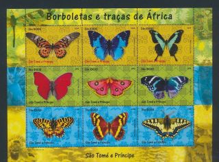 Xb66505 Sao Tome E Principe Insects Bugs Flora Butterflies Xxl Sheet Mnh
