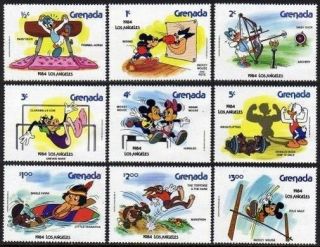 Grenada 1185 - 1193,  Mnh.  Mi 1242 - 1250.  Olympics Los Angeles - 1984.  Disney Characters.