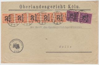 Germany Dr 1923 (26.  9. ) Off.  Cover KÖln To Celle Mi D 90 (5),  D 91 (2)