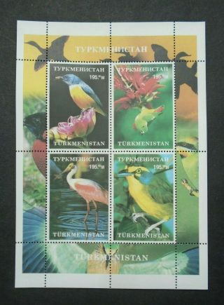 Birds Wildlife Sheet Turkmenistan Vf Mnh B230.  11 0.  99$