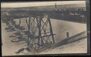 1913 Suffield Station Alta (open 1910 - 23 RF D) on Bow River railway trestle RPPC 2