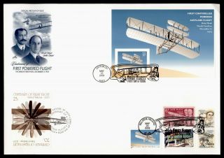 Dr Who 2003 Fdc Wright Brothers Flight Aniv S/s Mixed Frank Combo Un Le67285