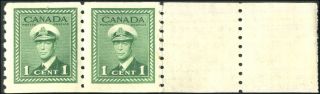 Canada 263 Vf Og Nh 1943 King George V 1c Green War End Strip Of 2,  2