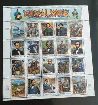 Usa Sheet Civil War Mnh 1995 Cat 45us$