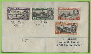 Ascension 1938 Kgvi ½d,  1d,  1½d And 2d On Registered First Day Cover