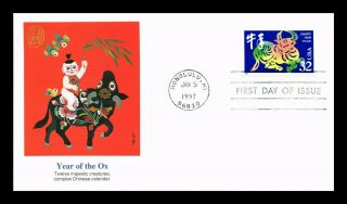 Dr Jim Stamps Us Chinese Year Of The Ox First Day Cover Fleetwood