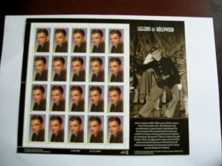 U.  S.  A Stamp Sheet Of Lrgends Of Hollywood James Cagney 1998.
