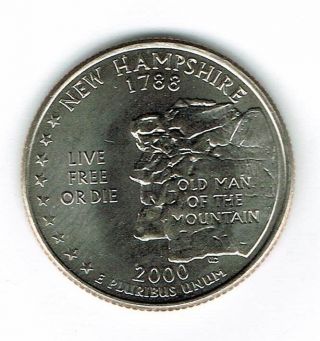 2000 - D Brilliant Uncirculated Hampshure 9th State Quarter Coin