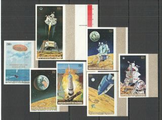 O543 Imperforate 1969 Guinea Space First Man On The Moon Overprint 7st Mnh